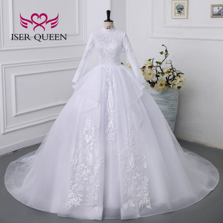 2023%20New%20Arab%20Muslim%20Wedding%20Dress%20White%20Color%20Ball%20Gown%20Plus%20Size%20Lace%20Appliques%20With%20Beading%20Bride%20Dresses%20For%20Women%20WX0327%20-%20Image%202