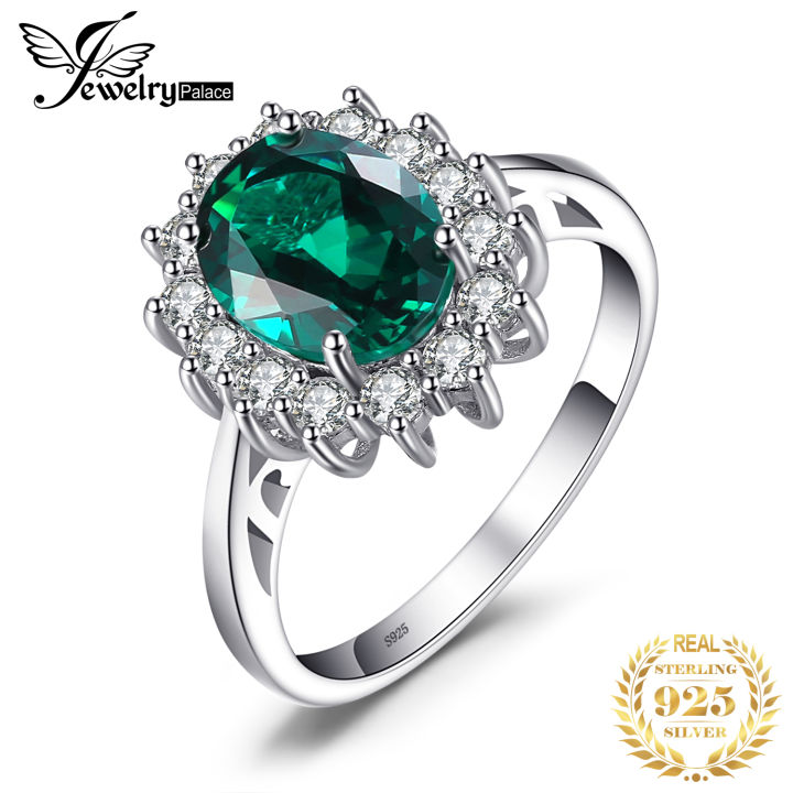 925 Sterling Silver Red Ruby Light Emerald Princess Na Artificial Green Jewelry Palace Diana Ring Engagement Ring Women's Ringcosplay