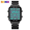 SKMEI 1888 design 3D pedometer golden man digital watch costume Stainless steel rectangle vintage business wristwatch For Men. 