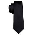 Business Black Silk Ties For Men Classic Solid High Quality Woven Pocket Square Cufflinks Sets Party Formal Designer Barry.Wang. 