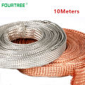 10Meters Pure Copper Tinned Bare Ground Braid Lead Wire Metal Sheath Screening Signal Wire Cable Shielded 1.5-12mm2 Width 4-20mm. 