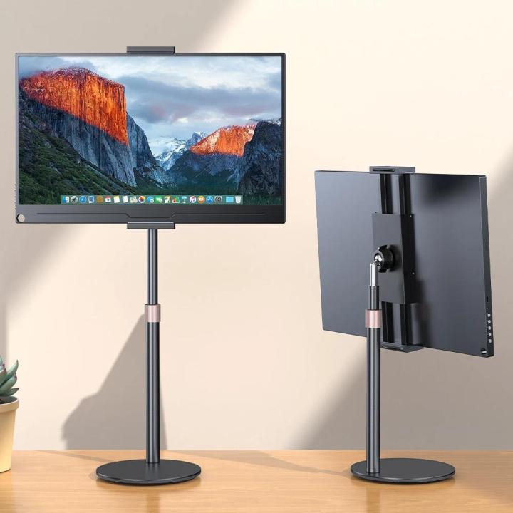 Rotating Portable Monitor Stand Height Adjustable Vesa Monitor Tablet Free Standing Low Profile Desk Mount Up To 17.3
