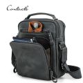 CONTACT'S Crazy Horse Leather Men's Shoulder Bag Vintage Messenger Bags Men Bolsos Male Crossbody Bags Man's Handbag Sling Bag.