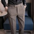 2023 New Business Dress Pants Men Solid Color Office Social Formal Suit Pants Casual Streetwear Wedding Trousers Pantalon Homme.