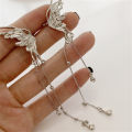 1 Pair /single Angel Wings Earrings Liquid Metal Butterfly Tassel Ear Cuff Non Piercing Earrings Trendy Punk Design Female Long Ear Clip Jewelry. 