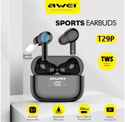 AWEI T29 Pro Bluetooth V5.1 LED Digital Display Original TWS IPX67 Waterproof Earbuds with Charging Case & RGB ambient light