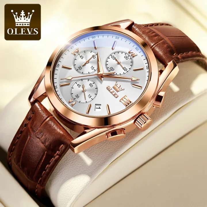 Olevs%202872%20Brown%20PU%20Leather%20Chronograph%20Wrist%20Watch%20For%20Men%20-%20Image%203