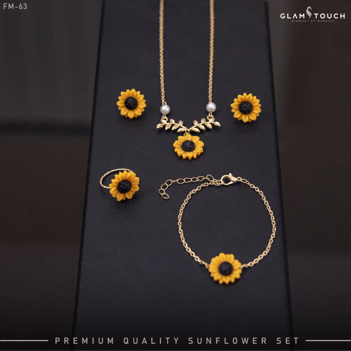 Glam Touch Premium Sunflower Jewelry Set