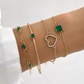 New Fashion Jewelry Femme Chain Bracelet Bangles For Women Girl Crystal Women Gold Hand 4pcs Chain Bracelet.