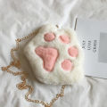 Cute Bear Paw Girls Chain Zipper Shoulder Bag Lovely Children's Soft Plush Coin Purse Baby Boys Accessories Small Crossbody Bags.