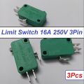 3Pcs- Micro Limit Switch 16A 250VAC SPDT 3 Pin KW7-0 KW7 T125 5E4 Common Terminal Press Lever Switch For Microwave Oven Game Machines Electric Cookers Blender. 