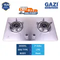 Gazi Smiss Stainless Steel Auto Ignition Double Burner Gas stove P-316 LPG/NG Useable..