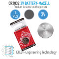Maxell CR2032 3V Lithium Button Cell Battery. 