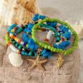 Blue 5pc/set Starfish Shell Ocean Conch Party Girls Casual Cute Trendy Bead Bohemia Bracelets For Women Bracelets Female Jewelry.