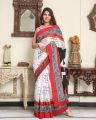 New Screen Print Half Silk Saree For Woman.