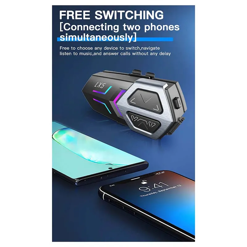 ARELENE LX5 Motorcycle Helmet Headphones Mesh Intercom for 10