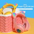 M2 Cat Ear Luminous Head-mounted Wireless Bluetooth Headset with Microphone Hands-free Support TF Card AUX Play Easy to carry.. 