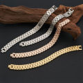 Luxury Designer Jewelry Men Bracelets 15mm Stainless Steel Watch Strap Mens Bracelet Gold Titanium Steel Bracelet Wholesale Gift.