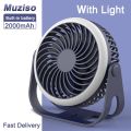 Muziso mini desk fan with lamp built-in battery rechargeable USB portable fan cool camping gear wall mounted small Electric fans. 