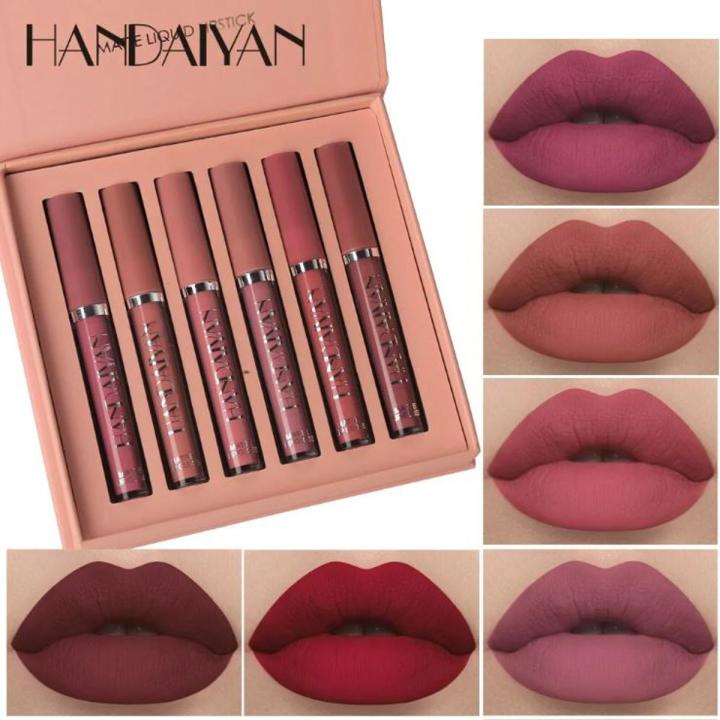 HANDAIYAN 6pcs Matte Liquid Lipstick Set - A