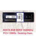 ADATA 8GB DDR3 1600 MHZ DESKTOP RAM, SDRAM PC3-12800 1600MHz 240-pin Memory For Dasktop With ( 2 Years Warranty). 