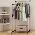 Double Hanging Cloth Stand and Shoes Rack - Silver and Black. 