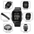 SKMEI 1858 Square Waterproof Calendar Countdown Electronic Digital Dual Display LED Luminous Watch.