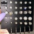 Carat Cubic Zirconia Stud Earrings 18 Pairs Women's Stud Earrings Set with Cubic Zirconia Faux Pearl Elegant Hoop Earrings for Prom Party Daily Wear Lady Ear Jewelry in Various Sizes Minimalist Style. 