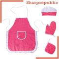 [SHARPREPUBLIC] Complete Kids Cooking and Baking Set - 4 Pcs Includes Apron & Chef Hat, Oven Mitt , Hot Pad for Toddler Dress Up Chef Costume Career Role Play. 