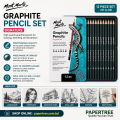 Mont Marte Graphite Pencil Set 12 Pcs Iron Box 2H to 8B Drawing Sketching Pencils.