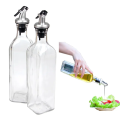 500ml Glass Oil Dispenser Bottle for Kitchen Stainless Steel Leak-Proof Cork Transparent Oil Pourer and Holder.