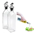 500ml Glass Oil Dispenser Bottle for Kitchen Stainless Steel Leak-Proof Cork Transparent Oil Pourer and Holder. 