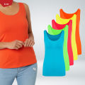 Women's Cotton Stretch Round Neck Solid Color Tank Top From Levin. 