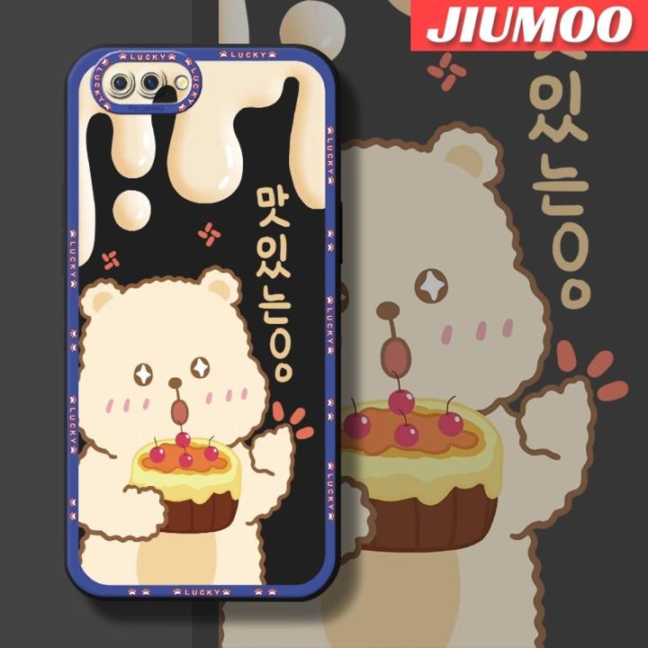 JIUMOO Case For OPPO A12E Case Fashion Cartoon Bear Thin