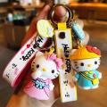 Cartoon Anime Hello Kitty Keychain Sanrio Pendant Kawaii Key Chain Car Keyring Mobile Phone Bag Hanging Jewelry Kids Gifts. 