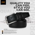 Zays Men’s Full-Grain Leather Belt – Premium Cowhide, Durable, Anti-Crack, Hand-Stitched, Sweat-Resistant, Cut-to-Fit, Suitable for Office Wear, Jeans, Blazer, Traditional Dress, Luxury Box Included for Any Occasional Gift. 