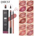 QIBEST 2pcs Lipstick Lipliner Pen Set Matte Velvet Lip Liner Pencil Contour Makeup Red Lip Stick Long Lasting Cosmetics. 