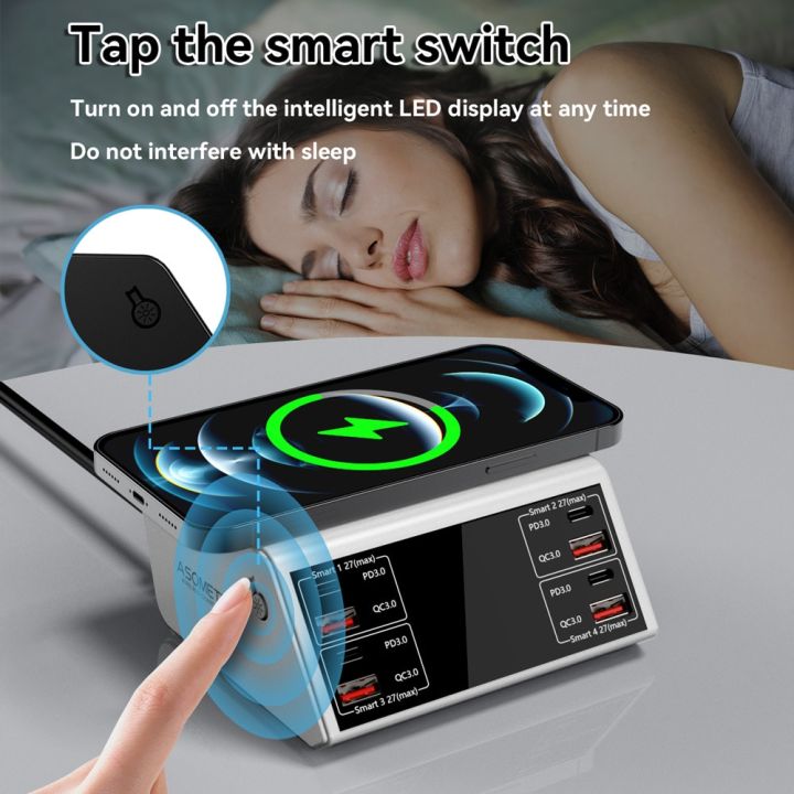 ASOMETECH%20100W%20USB%20C%20Fast%20Charger%20Station,4%20QC3.0%20+%204%20PD3.0%20PPS%20+%20Wireless%20Charging,9%20in%201%20USB%20Charger%20For%20Samsung%20iPhone%20iPAD%20-%20Image%203