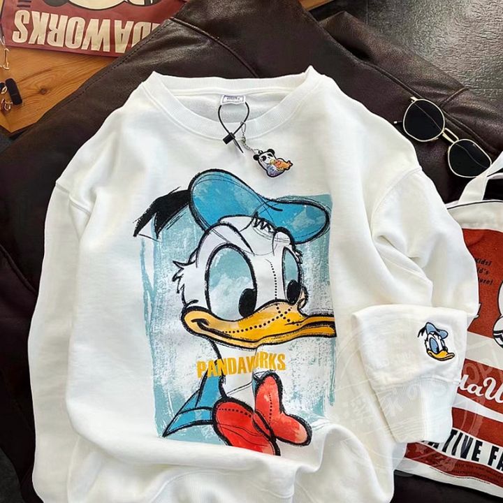 Disney Donald Duck Sweatshirts Women Men Loose Long Sleeve Autumn Oversized Hoodies Pullover Streetwear Harajuku Clothes Ladies