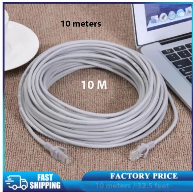 10 meter Cat6 Cable Internet Cable 1000Mbps Rj45 Ethernet Lan Network Cord Cable Lead Gray/White Ready Cable-High-Speed Internet Connectivity With Cat6 Cable