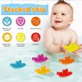 6Pcs Baby Bath Boat Toy Floating Ship Bath Toy Colorful Stackable Bath Toys Fun Baby Bath Time Connectable Boats for Kids.