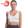 Vist Fox Vest Bra Wide Shoulder Strap Seamless Gather Mesh Back Fitness Bra. 