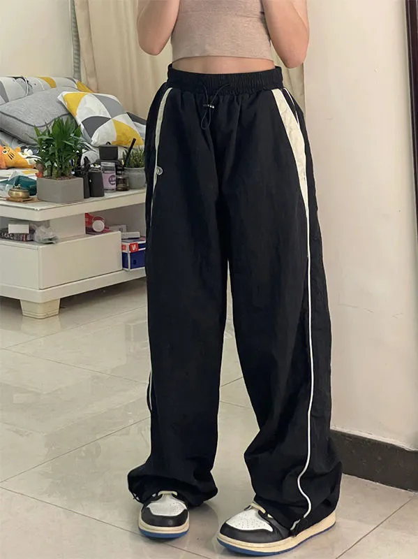 DINGANG Women Wide Leg Baggy Sweatpants High Waisted Flare Pants Y2K Multi Zipper Drawstring Cargo Sweatpant - Product Details