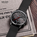 MEGIR MS2011 Men's Quartz Chronograph Watch Stainless Steel Band, Luminous Hands, Calendar. 