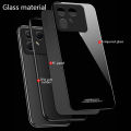 Biruiqu For Tecno Pova 7 Tempered Glass Back Soft Silicone Edge Black Case Cover Casing. 