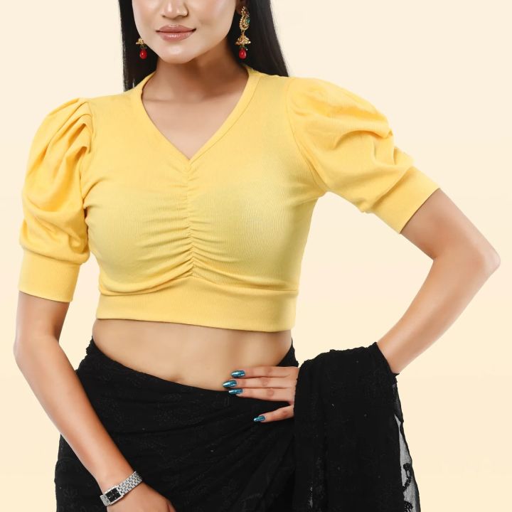 half sleeve ghoti hata crop top blouse for fashionable girls