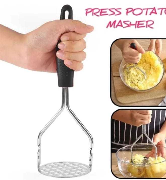 Stainless Steel Potato Masher With Plastic Handle, Food Press For Fruit And Vegetable - Vegetable Cutter