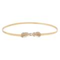 Women Elastic Waist Metal Chain, Stretch Dress Belt, Skinny Waistband for Women , Gold.