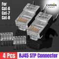 4 Pcs Rj45 Ethernet Plug Gold Plated Network Connector  Cat6 Cat7 Cat8 Pass through STP Connector 50u Gold Plated 8P8C Modular Plugs FTP/STP Cable. 