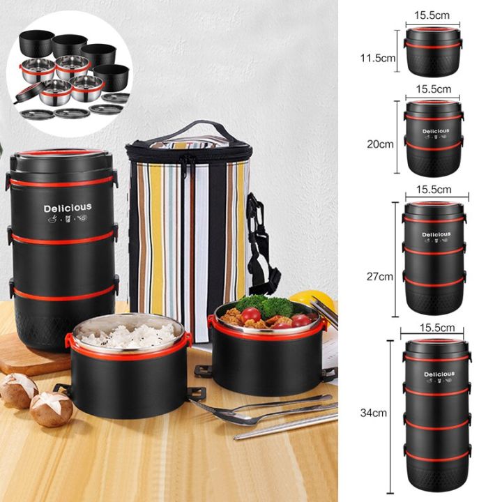 Stainless Steel Insulated Lunch Box Stackable Lunch Box Microwave Safety Food Storage Container Portable Outdoor Lunch Box